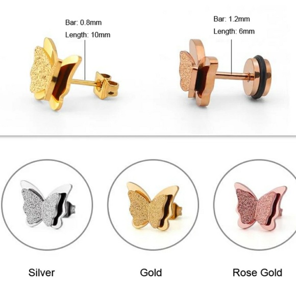 Gold-plated butterfly earrings. - Picture 5 of 8